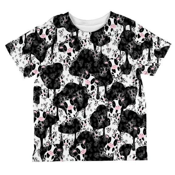 Cute Mad Cow Pattern All Over Toddler T Shirt Multi 6T