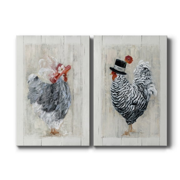 Sunday Best Hen Premium Gallery Wrapped Canvas - Ready to Hang - Set of 2 - 8 x 12 Each