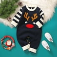 thumbnail image 4 of Baby Boys Girls Jumpsuit Hoodie Romper Boys Girls Cute Fashion Pullover Knite Jumpsuit Children's Clothing Z0K-Dark Blue, 0-3 Months, 4 of 9
