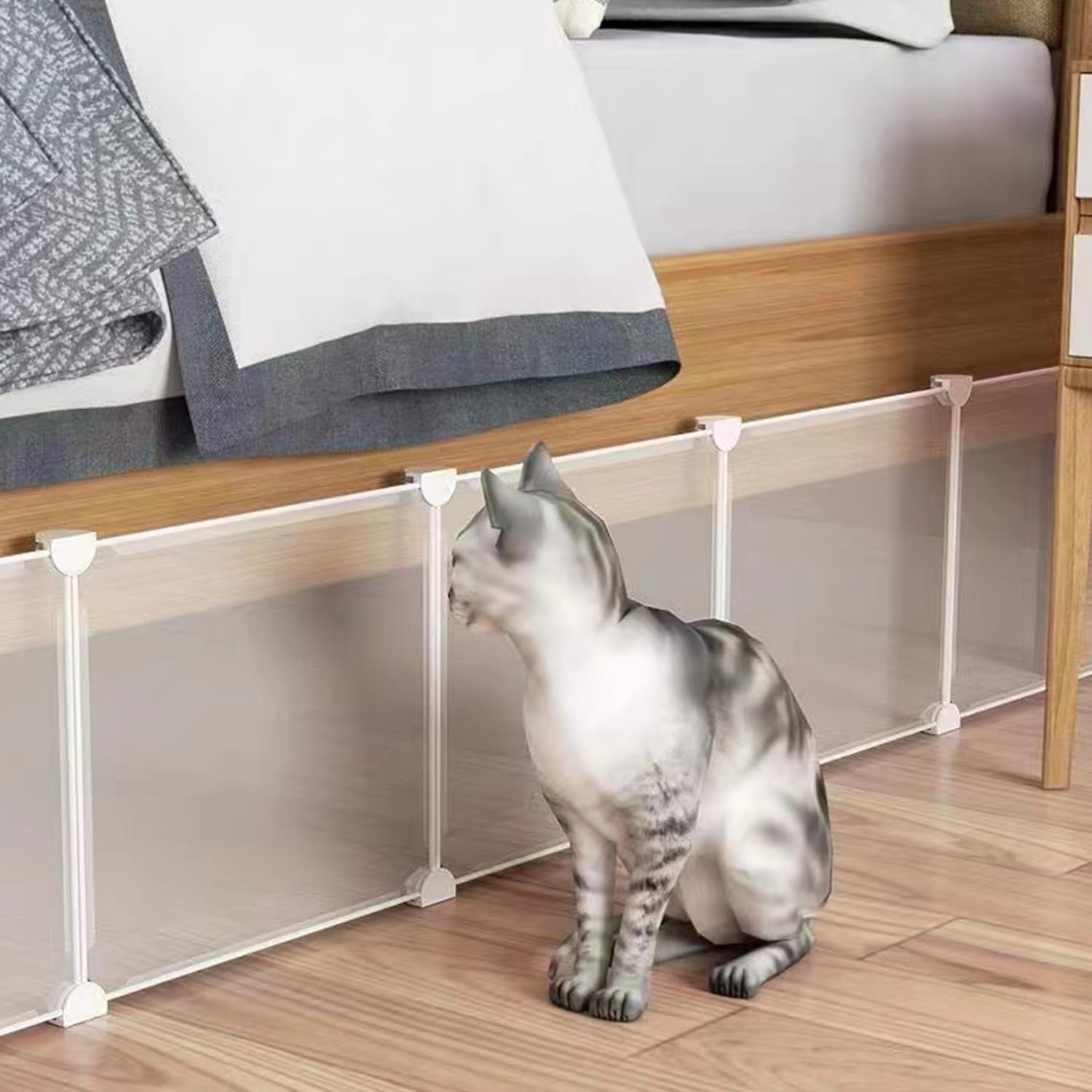 Toy Blocker for Furniture,Easy to Install Waterproof Under Bed Blocker for Pet,Under Bed/Sofa/Cabinet Gap Barrier for Baby & Pet Toys,8" Height x 80" Length,Semi-Transparent