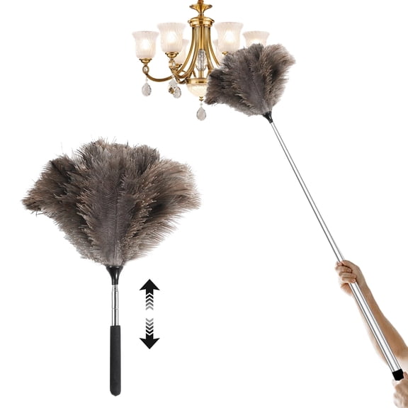 Neasyth Feather Duster, Extendable Ostrich Duster for Cleaning High Ceilings Lights Cupboards 47 in