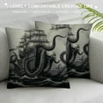 thumbnail image 3 of GOSMITH  Sail Boat Waves and Octopus Burlap Throw Pillow Case Cushion Cover Sofa Outdoor Decorative Square, 3 of 5