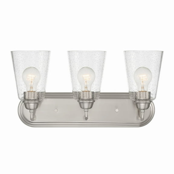 Designers Fountain Zane 3 Light Brushed Nickel Bathroom Vanity Light Fixture, D241M-3B-BN