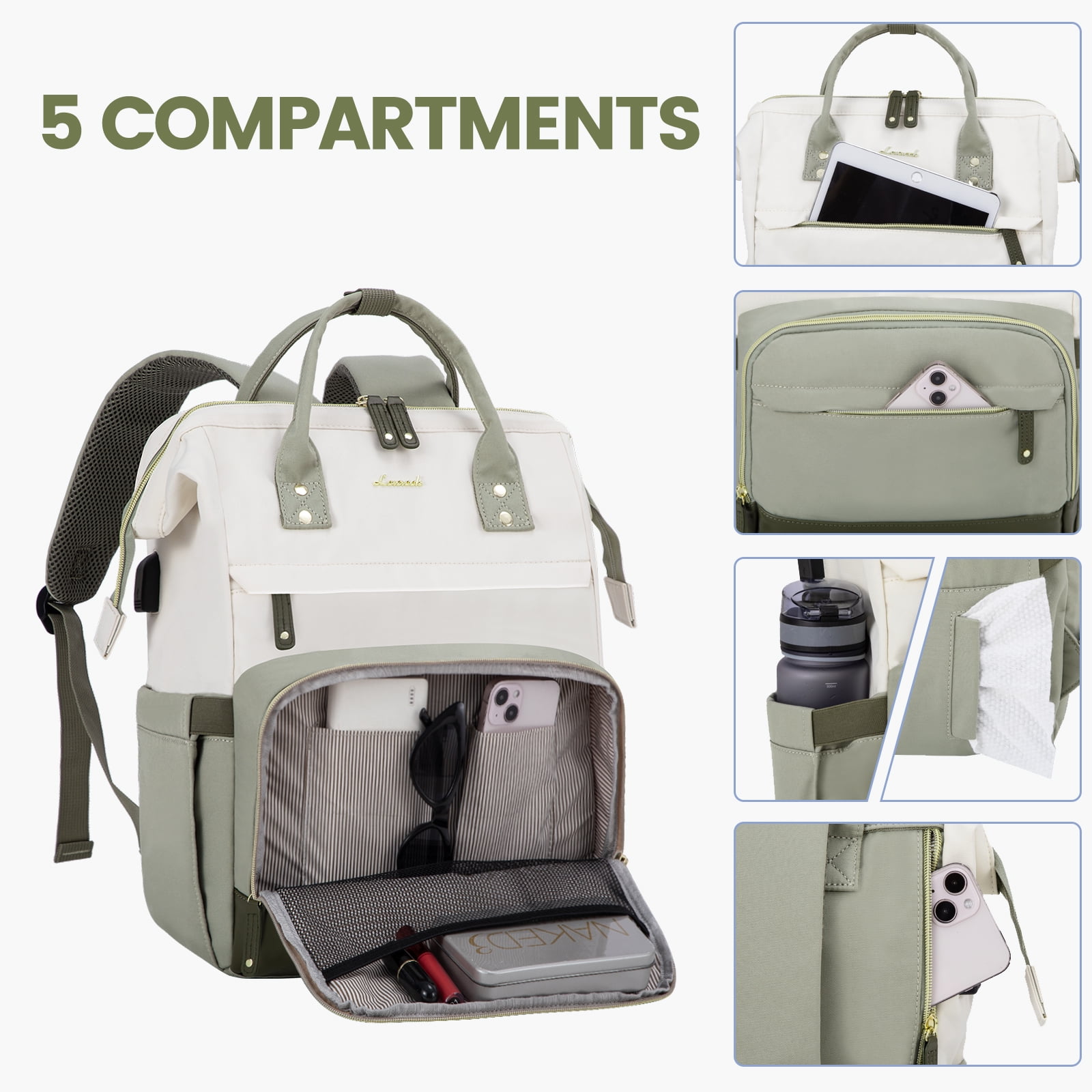 Lovevook Laptop Backpack, 15.6" Women Work Backpack Purses with USB Port, Waterproof Casual Daypack Travel Backpack, Large Fashion Teacher Nurse College Bookbag