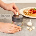 thumbnail image 3 of Crystalia Stainless Steel Cheese Grater with Lead-Free Glass Storage Container, Small Food Processor for Parmesan, Garlic, Onion, Vegetables, Dishwasher Safe (Gray), 3 of 7