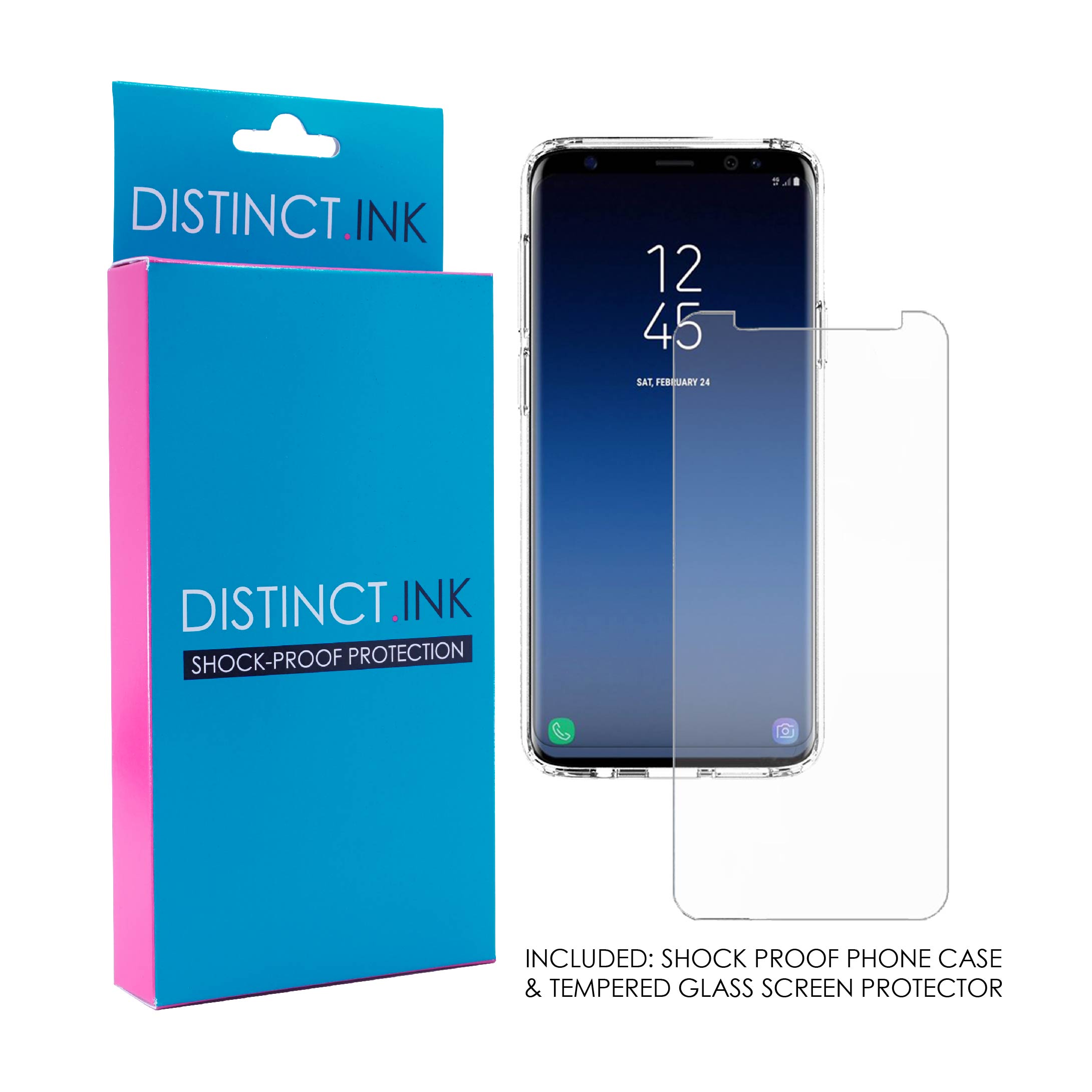DistinctInk Clear Shockproof Hybrid Case for Samsung Galaxy S9+ PLUS (6.2" Screen) - TPU Bumper Acrylic Back Tempered Glass Screen Protector - Darling Don't Forget to Fall In Love with Yourself - image 4 of 5