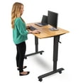 thumbnail image 3 of Stand Up Desk Store Crank Adjustable Height Rolling Standing Desk (Black Frame/Bamboo Top, 48" Wide), 3 of 5