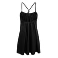 thumbnail image 7 of ClodeEU Women's Crewneck Sleeveless Spaghetti Strap Mini Dress ,Solid Color Casual Summer Loose Vacation Dress Black,Women's Plus L, 7 of 7