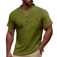 thumbnail image 3 of Kcolen Cotton T Shirts for Men Men Henley Tee Tops Pullovers Solid Color Snug Fit Summer Beach Tops Casual Beach Basic Shirts for Men, 3 of 5