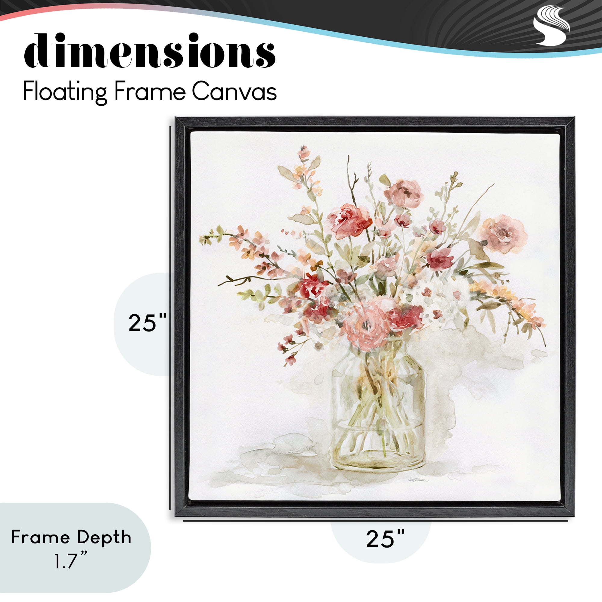 Stupell Industries Springtime Blooms in Glass Vase Black Framed Floater Canvas Wall Art, design by Carol Robinson