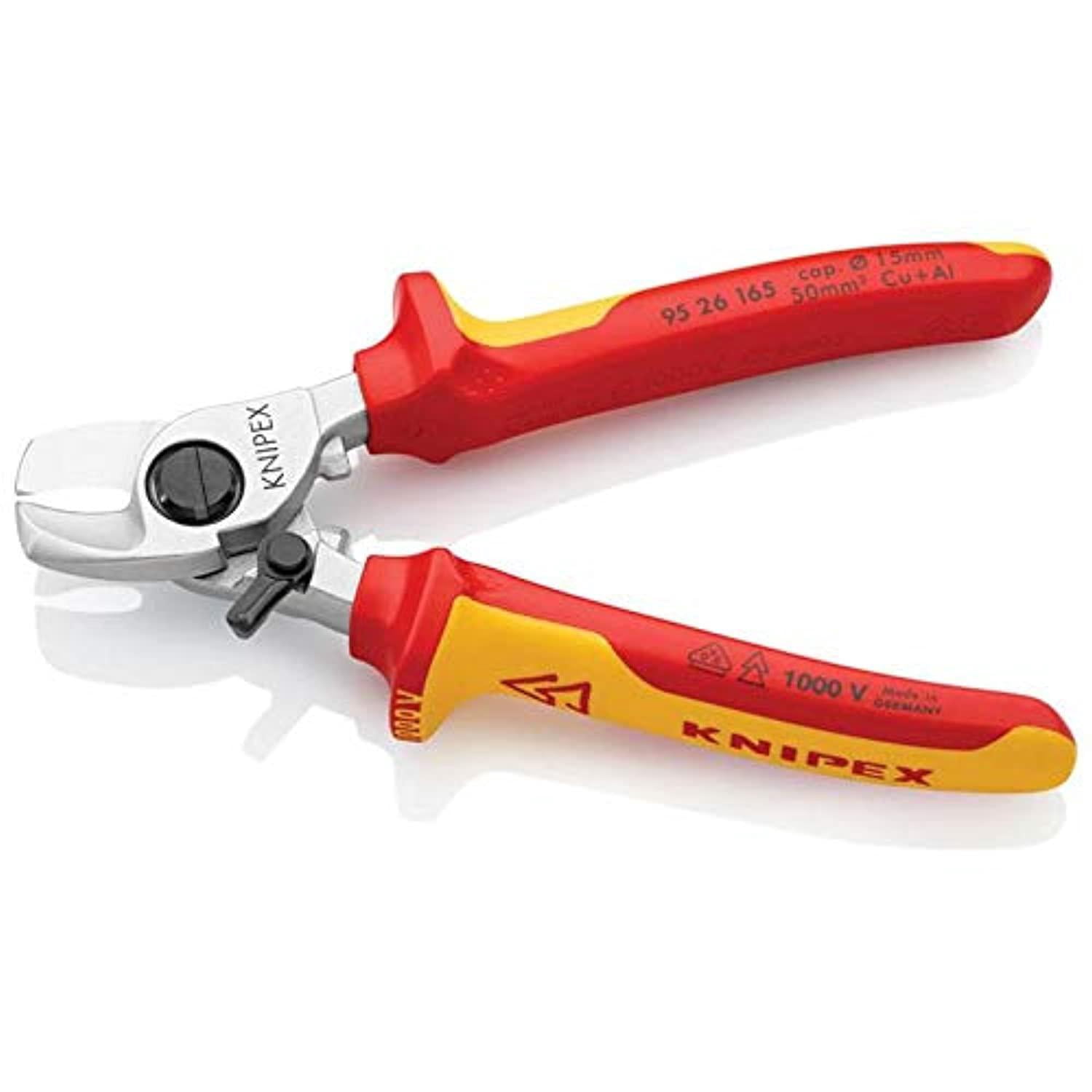 knipex 95 26 165 sb cable shears 6,5" with opening spring with soft grip in blister packaging