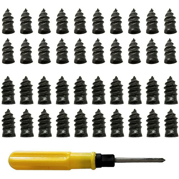 40PCS Tire Repair Rubber Nail, Tire Repair Rubber Screws Black, Fast Tool Self-Service Tire Repair Nail (20S 20L)