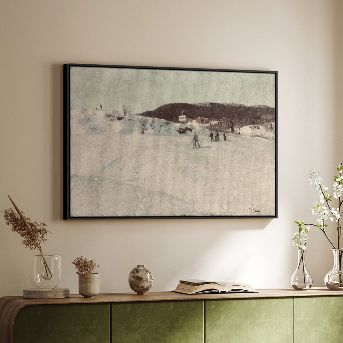 Vintage Landscape-CCLXXVI By Wexford Home Framed in Black Wood Gallery Wrapped Canvas 25 in. x 37 in.