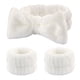 thumbnail image 1 of Zhuge Juego de 3 piezas de diademas de spa, muñequeras, puños para lavarse la cara para evitar derrames de líquidos, cintas para el cabello, muñequeras de toalla para mujeres (blanco), 1 of 5