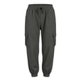 thumbnail image 4 of Ltctricy Cargo Pants for Women Drawstring Casual Jogger Pants Outdoor Elastic Waisted Hiking Pants with Pockets(Dark Gray,Small), 4 of 7