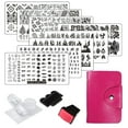 thumbnail image 1 of FingerAngel Juego de 13 placas para estampar uñas, 8 placas de estampación con 2 estampadores, 2 raspadores, 1 bolsa de almacenamiento, placa de estampado para uñas, juego de estampadores, hojas, flor, 1 of 5