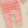 thumbnail image 3 of Okbabeha Im New Here Newborn Outfit Girl Long Sleeve Letter Romper Ribbed Knit Jumpsuit Baby Girl Preemie Coming Home Outfit, 3 of 4