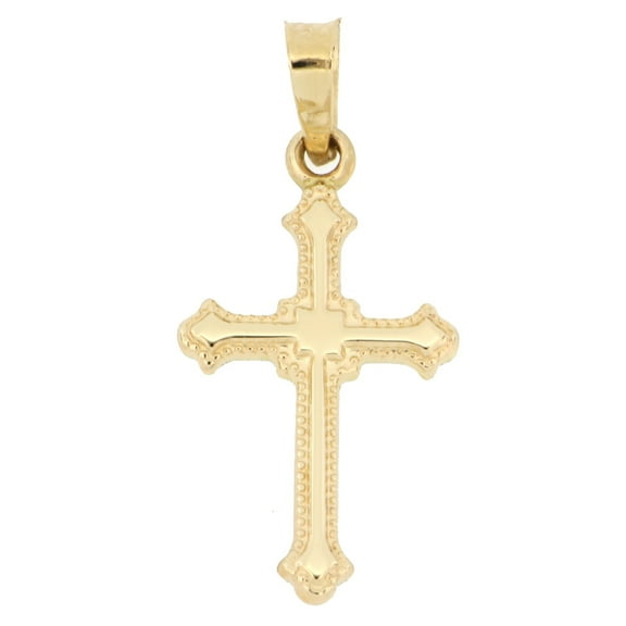 Brilliance Fine Jewelry 14 KT Yellow Gold Beaded Edge Cross