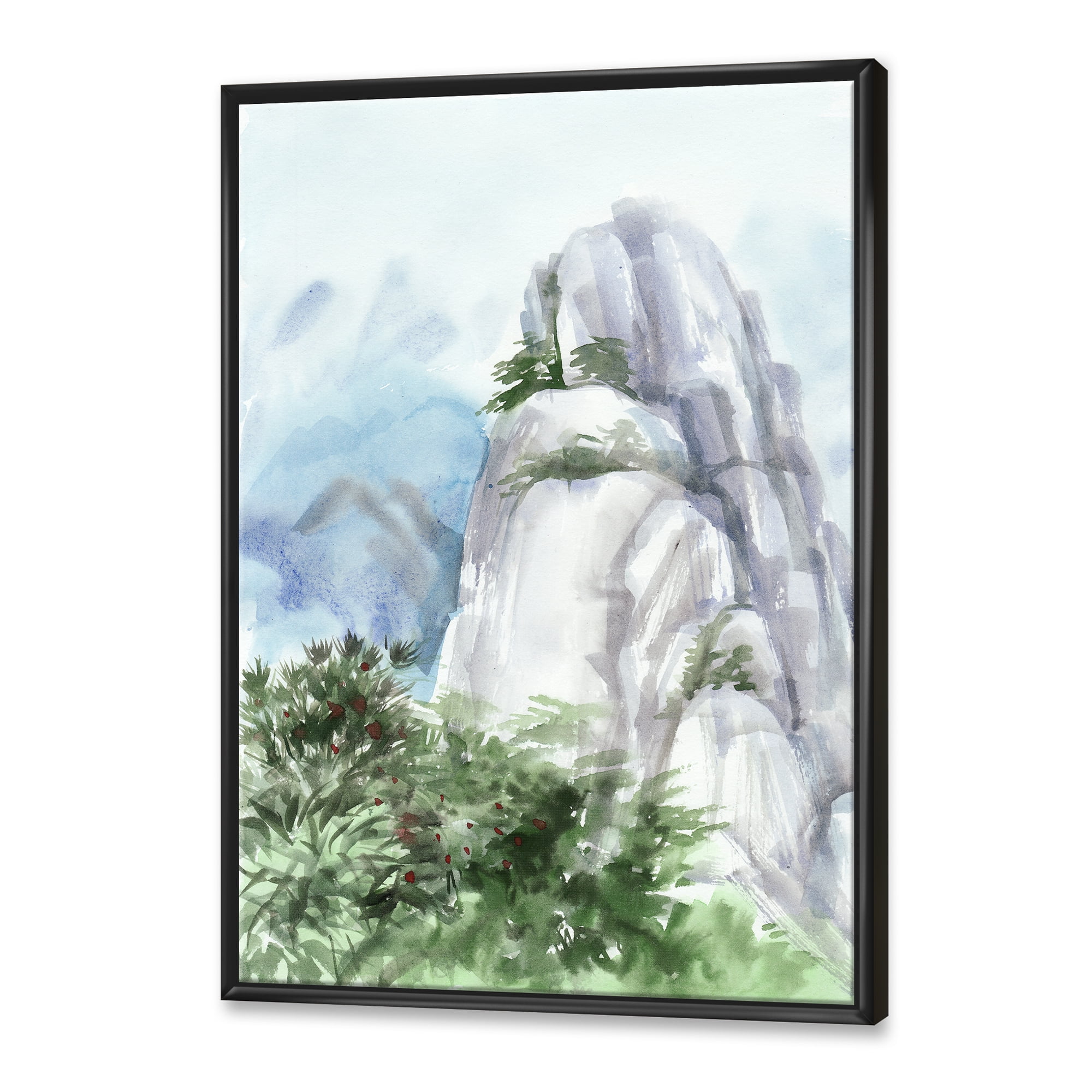 Designart 'The Clouds Over Mountain Top' Traditional Framed Canvas Wall Art Print