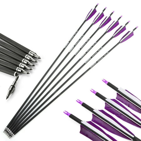 AME 30 Carbon Arrows SP500 Natural Feather Screw-In Points Archery Bow Hunt Shoot