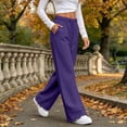 thumbnail image 4 of Diufon Thin Fleece Lined Sweatpants Women Scalloped Hem Drawstring Baggy Wide Leg Sweat Pants Workout Joggers with Pockets, 4 of 9