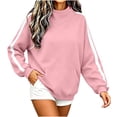 thumbnail image 6 of Turilly Women's Autumn Winter Loose Mock Neck Sweatshirt, Color Block Side Stripe Long Sleeve Pullover with Front Pocket, Casual Soft Sports Fashion Top for Daily Outdoor Wear, 6 of 6