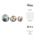 thumbnail image 5 of Ceramic Floral Orbs for Home and Bathroom Decor - Boho Accent for Office, Living Room, and Shelf Display - Ornaments for Console and Coffee Table - Set of 3, 6", 5", 4", White & Blue, 5 of 12