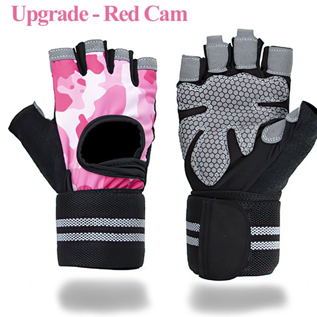 Guantes de gimnasio para Fitness, guantes de levantamiento de pesas para entrenamiento deportivo, ejercicio de culturismo, guante de entrenamiento de ciclismo con soporte para la muñeca Fivean Guantes deportivos
