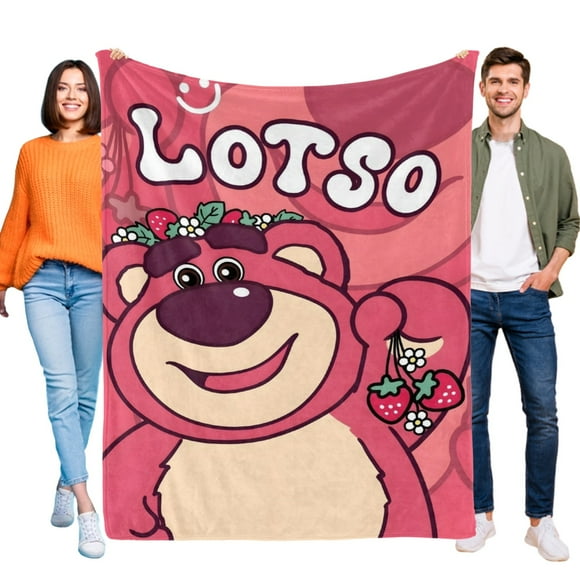 Lotso el oso de fresa anti-pilling, suave, ligera, esponjosa y acogedora de lujo para hogar y cocina – Perfecta para niños y adultos,130X150cm