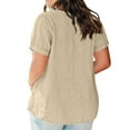 thumbnail image 7 of Babcutegg Womens Cotton Linen Shirts Breathable Crew Neck Summer Light Basic Tops Loose Fit Summer Spring Tee for Women Beige Size S, 7 of 7