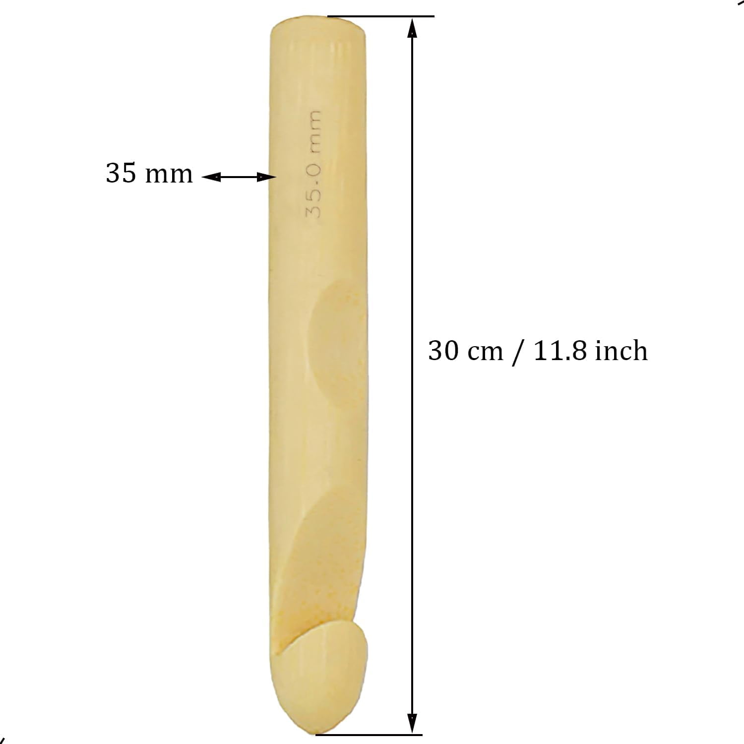 1Pcs 35mm Wood Huge Crochet Hook, Large US Size Y, Big Crochet Hooks Needles for Giant Chunky Yarn, DIY Yarn Craft,Nice Gift for Women Adults Kids Children Beginners