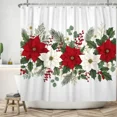 thumbnail image 4 of Tchckioa Red and White Floral Shower Curtain,Hooks Top Waterproof Bath Curtain for Bathroom,72x84 Inch, 4 of 6