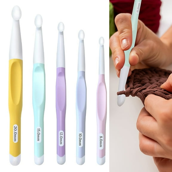 Kripyery 5 Pcs Crochet Hooks Large Crochet Hook for Chunky Yarn 8.0mm 10.0mm 12.0mm 15.0mm 20.0mm Crochet Hook for Crocheting Enthusiasts