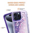 thumbnail image 5 of Compatible with iPhone 15 Pro Max 6.7 inch Phone Case Tempered Glass Screen Protector Bling Liquid Glitter Clear Hybrid Shockproof TPU Military Grade Protective Heavy Duty Cell Cover Women Purple, 5 of 6