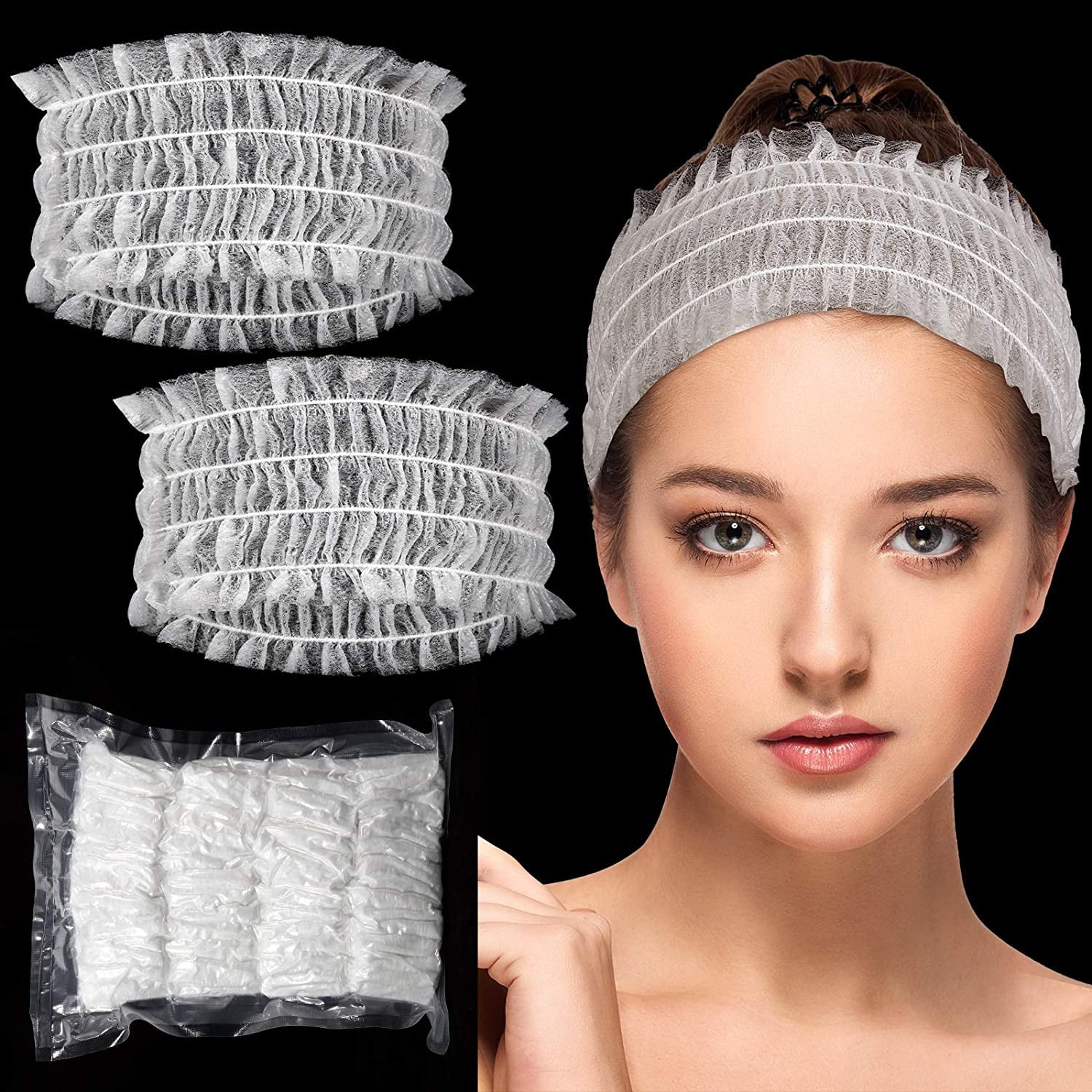 8996 300 Pcs Disposable Spa Facial Headbands Stretch Non Woven Spa Amazon.com : Juinte 300 Pcs Disposable Spa Facial Headbands  main image 4