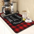 thumbnail image 2 of Coffee Mat for Countertops, Red Black Buffalo Grid Dish Drying Mat 2 Pcs for Kitchen Coffee Bar Accessories, Fit Under Coffee Maker Espresso Machine Dish Rack Hide Stain Rubber Backed 12x19in, 2 of 6