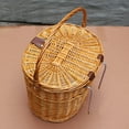 thumbnail image 2 of Panier de Vélo en Osier Rustique avec Couvercle et Poignée de Transport, 2 of 8