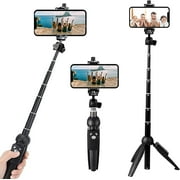 Portable 40 Inch Aluminum Alloy Selfie Stick Phone Tripod with Wireless Remote Shutter Compatible with iPhone 12 11 pro Xs Max Xr X 8 7 6 Plus, Android Samsung Smartphone
