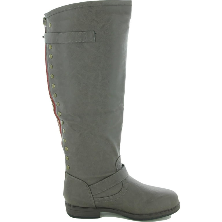 Women s Journee Collection Spokane Extra Wide Calf Knee High Boot Taupe Faux Leather 8 M Walmart
