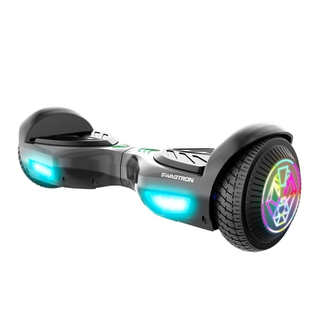 Swagtron SwagBOARD EVO V2 Hoverboard with Light-Up Wheels & Balance Assist, Exclusive UL-Compliant Life Po Battery Tech (Recertified)