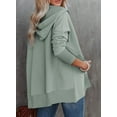 thumbnail image 2 of Sidefeel Hoodie for Women Tunic Pullover Oversized Button Down Henley Sweatshirts V Neck Hooded Tops Green-109 M, 2 of 9