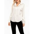 thumbnail image 3 of Arvbitana Women Button Down Satin Shirts Long Sleeve V Neck Solid Color ClassicOffice Blouses Fit Work Shirts  Professionial Tops, 3 of 9