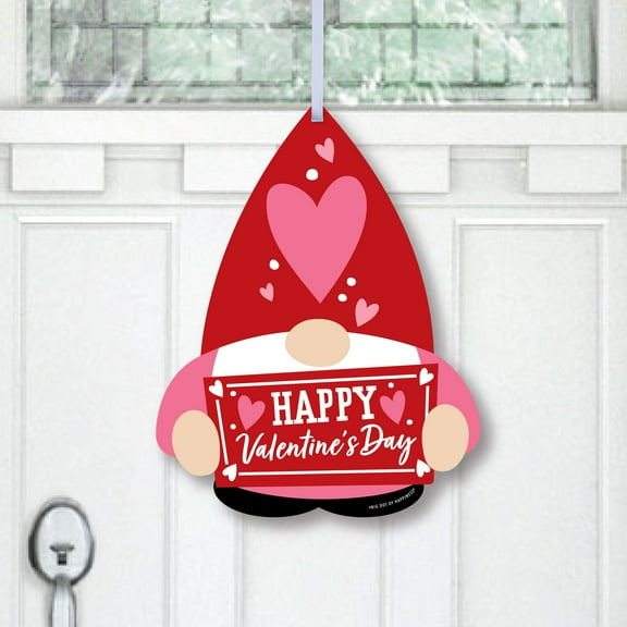Big Dot of Happiness Valentine Gnomes - Hanging Porch Valentine's Day Party Outdoor Decorations - Front Door Decor - 1 Piece Sign