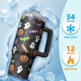 thumbnail image 4 of Halloween Cup, Scary Skull Pumpkin Tumbler 30oz with Handle and Straw, Insulated Coffee Travel Gift Mug, 4 of 5