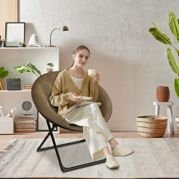Kojooin Oversized Saucer Chair, Foldable Plush Floor Chair for Teens and Adults, Bedroom or Dorm Lounge Seating