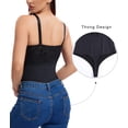 thumbnail image 5 of MANIFIQUE Women's Bra Free Bodysuits Tummy Control Shapewear Thong Body Shaper with Removable Pads, 5 of 7