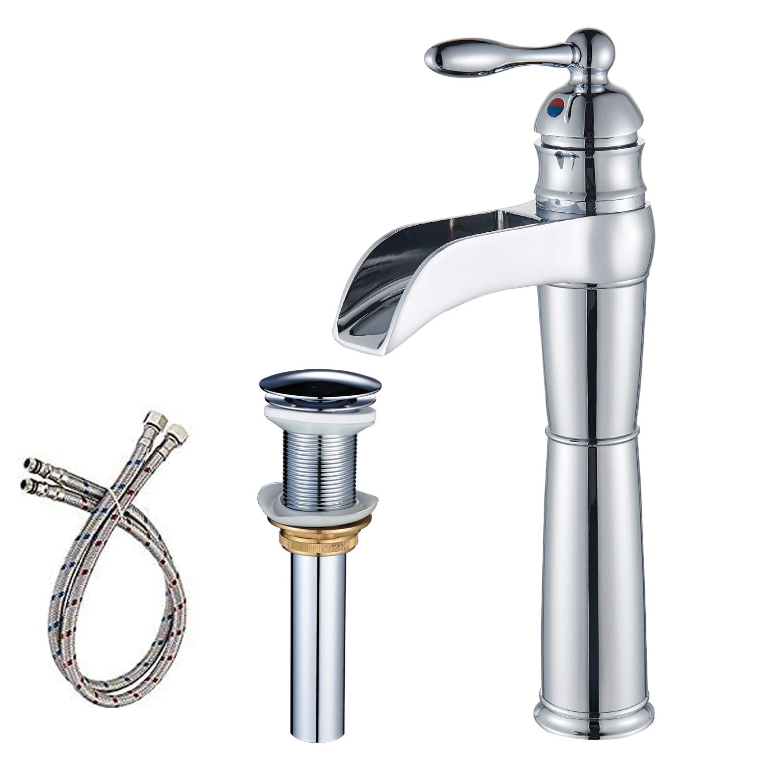 CES Vessel Sink Faucet Chrome Polished Waterfall Spout Tall Body Single