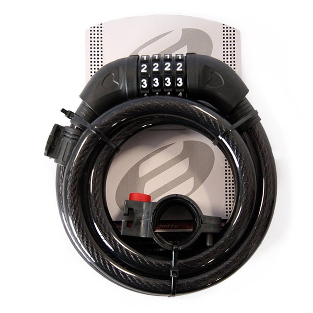 Candado de Cable Elite BY Benotto 15mmX1500mm Negro/Cabezal Blanco