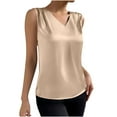 thumbnail image 3 of AnuYalue Womens V Neck Satin Tank Tops Dressy Casual Sleeveless Camisole Blouses Business Office Outfits, 3 of 9