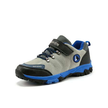 

Tenmix Boy Breathable Hiking Shoes Climbing Nonslip Solid Sneakers Walking Slip Resistant Fashion Sneaker Light Gray 4.5Y